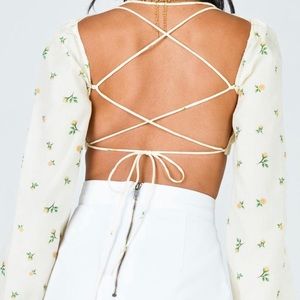 Princess Polly Yellow Floral Strappy Violetta Crop Blouse - XS